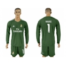 Real Madrid #1 Navas Green Goalkeeper Long Sleeves Soccer Club Jersey