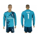 Real Madrid #1 Navas Sec Away Long Sleeves Soccer Club Jersey