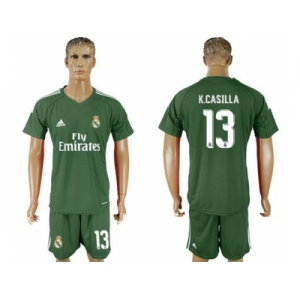 Real Madrid #13 K.Casilla Green Goalkeeper Soccer Club Jersey