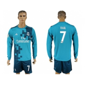 Real Madrid #7 Raul Sec Away Long Sleeves Soccer Club Jersey