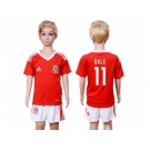 Wales #11 Bale Home Kid Soccer Country Jersey