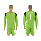 Sevilla #1 Sergio Rico Green Goalkeeper Long Sleeves Soccer Club Jersey