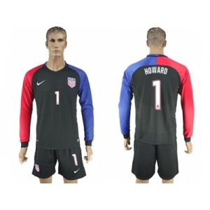 USA #1 Howard Away Long Sleeves Soccer Country Jersey1