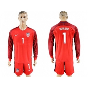 USA #1 Howard Away Long Sleeves Soccer Country Jersey