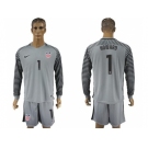 USA #1 Howard Grey Goalkeeper Long Sleeves Soccer Country Jersey