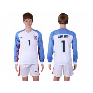USA #1 Howard Home Long Sleeves Soccer Country Jersey