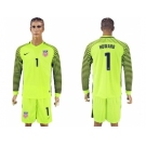 USA #1 Howard Shiny Green Long Sleeves Goalkeeper Soccer Country Jersey