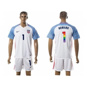 USA #1 Howard White Rainbow Soccer Country Jersey