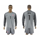 USA #1 Solo Grey Goalkeeper Long Sleeves Soccer Country Jersey