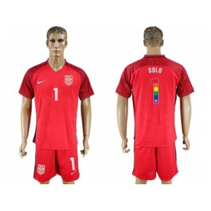 USA #1 Solo Red Rainbow Soccer Country Jersey