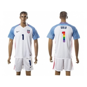 USA #1 Solo White Rainbow Soccer Country Jersey