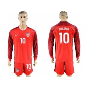 USA #10 Diskerud Away Long Sleeves Soccer Country Jersey