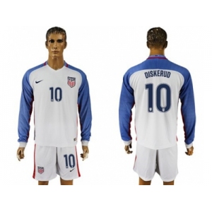 USA #10 Diskerud Home Long Sleeves Soccer Country Jersey1