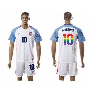 USA #10 Diskerud White Rainbow Soccer Country Jersey