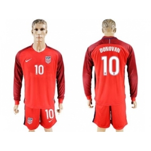 USA #10 Donovan Away Long Sleeves Soccer Country Jersey