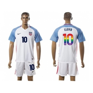 USA #10 LLOYD White Rainbow Soccer Country Jersey
