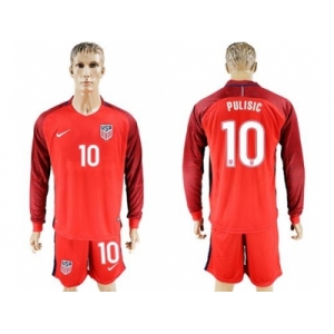 USA #10 Pulisic Away Long Sleeves Soccer Country Jersey