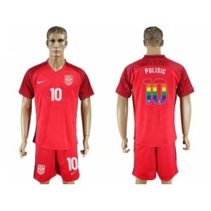 USA #10 Pulisic Red Rainbow Soccer Country Jersey