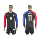 USA #11 Bedoya Away Long Sleeves Soccer Country Jersey1