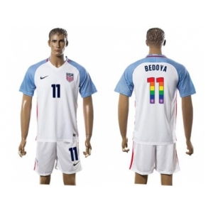 USA #11 Bedoya White Rainbow Soccer Country Jersey