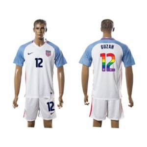 USA #12 Guzan White Rainbow Soccer Country Jersey