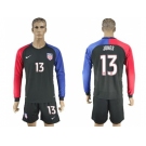 USA #13 Jones Away Long Sleeves Soccer Country Jersey1