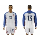 USA #13 Jones Home Long Sleeves Soccer Country Jersey1