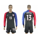 USA #13 Morgan Away Long Sleeves Soccer Country Jersey1