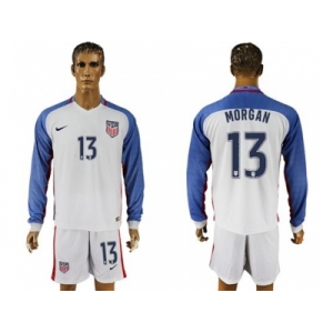 USA #13 Morgan Home Long Sleeves Soccer Country Jersey1