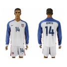 USA #14 Acosta Home Long Sleeves Soccer Country Jersey1