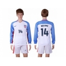 USA #14 Williams Home Long Sleeves Soccer Country Jersey