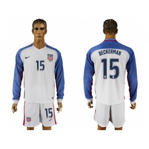 USA #15 Beckerman Home Long Sleeves Soccer Country Jersey1