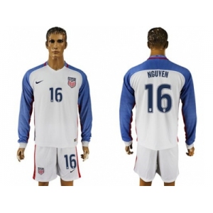 USA #16 Nguyen Home Long Sleeves Soccer Country Jersey1