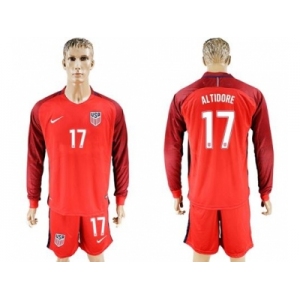 USA #17 Altidore Away Long Sleeves Soccer Country Jersey