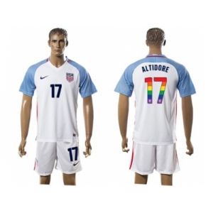 USA #17 Altidore White Rainbow Soccer Country Jersey