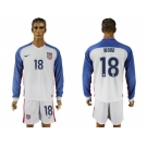 USA #18 Wood Home Long Sleeves Soccer Country Jersey1