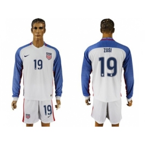 USA #19 Zusi Home Long Sleeves Soccer Country Jersey1