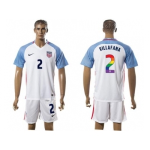USA #2 Villafana White Rainbow Soccer Country Jersey