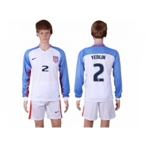 USA #2 Yedlin Home Long Sleeves Soccer Country Jersey