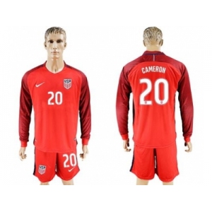 USA #20 Cameron Away Long Sleeves Soccer Country Jersey