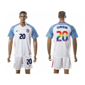 USA #20 Cameron White Rainbow Soccer Country Jersey
