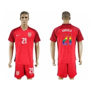 USA #21 Arriola Red Rainbow Soccer Country Jersey