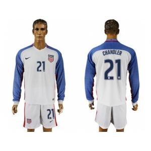 USA #21 Chandler Home Long Sleeves Soccer Country Jersey1