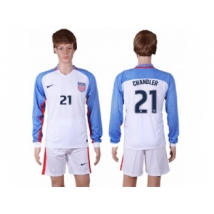 USA #21 Chandler Home Long Sleeves Soccer Country Jersey