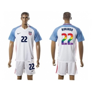 USA #22 Rimando White Rainbow Soccer Country Jersey