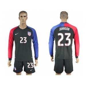 USA #23 Johnson Away Long Sleeves Soccer Country Jersey1