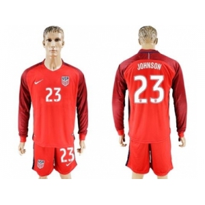 USA #23 Johnson Away Long Sleeves Soccer Country Jersey