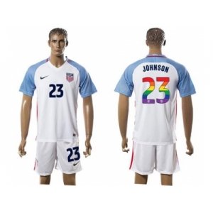 USA #23 Johnson White Rainbow Soccer Country Jersey