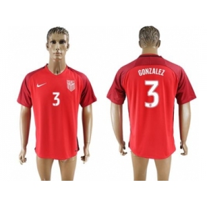 USA #3 Gonzalez Away Soccer Country Jersey1