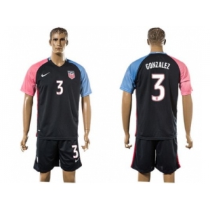 USA #3 Gonzalez Away Soccer Country Jersey3